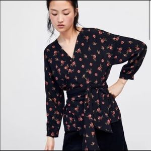 Floral Zara wrap top, size M